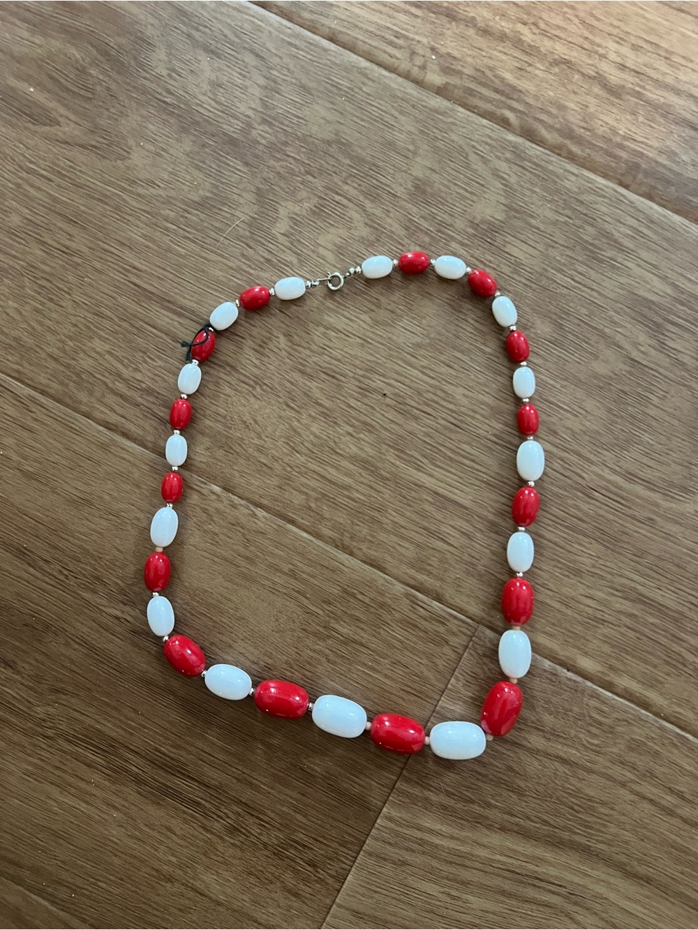 vintage Red & White Beaded Women's Necklace
